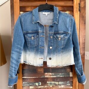 Lane Bryant Blue Denim Fades to White Crop Jacket